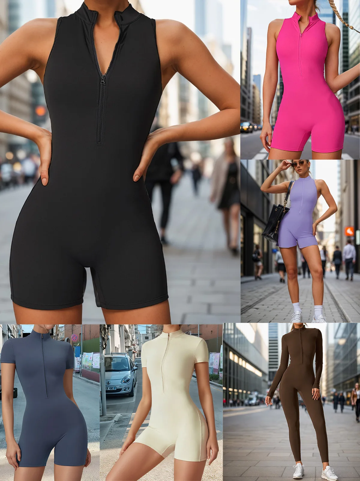 

High-intensity exercise back-beautifying yoga one-piece suit with zipper nude feel,tight-fitting one-piece fitness suit forwomen