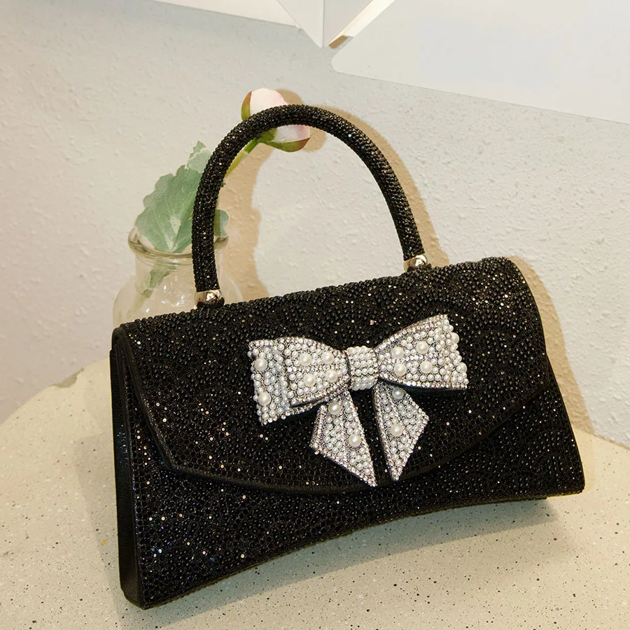 

Металлическая маленькая квадратная сумка Сумка для ужина Легкая роскошная блестящая сумка с бриллиантовым бантом