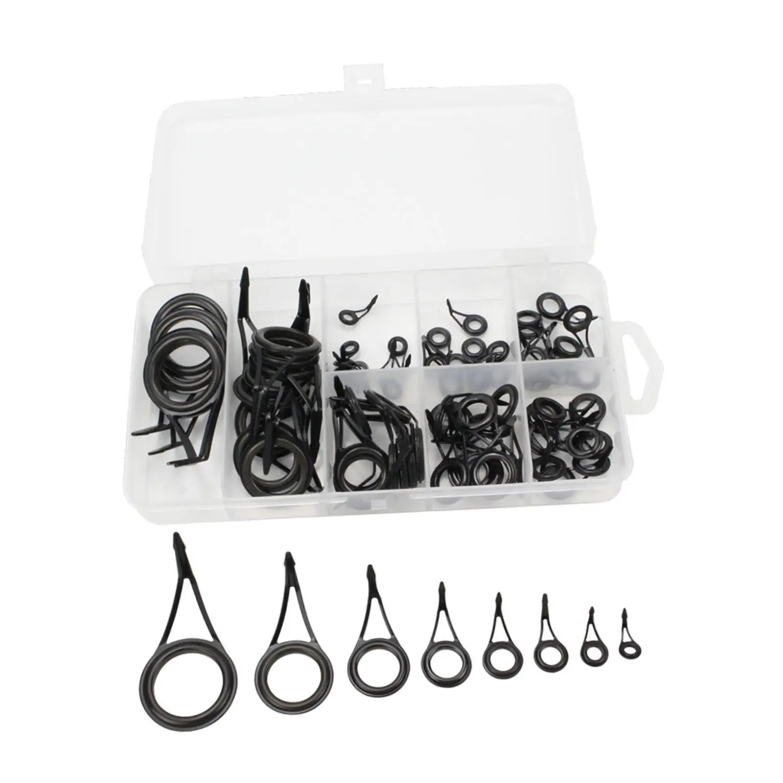 

75 Pieces Fishing Rod Guides Set Single Foot Parts Repair Tools for Fishing Rod Outdoor Enthusiasts Surf Bait Casting Repairing