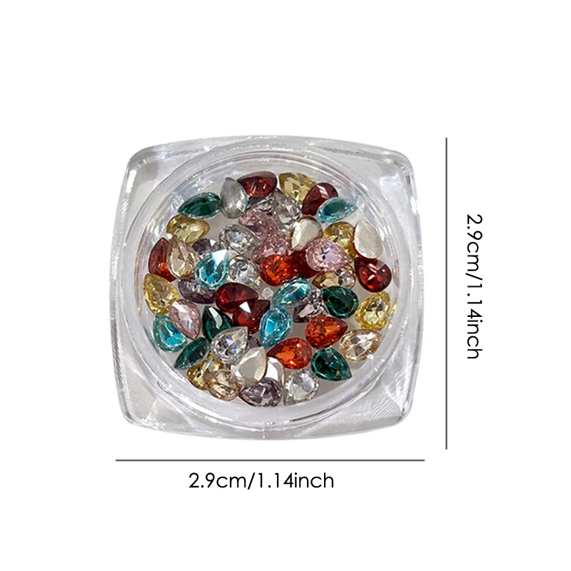 50Pcs Multi-color Mini Water Drop Zircon Nail Art Rhinestones 3D Flatback Crystal Gems Manicure Decoration