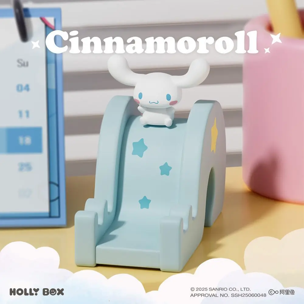 Miniso genuíno sanrio slide suporte do telefone kulomi melodia desktop boneca menina dos desenhos animados caixa cega pvc estatueta presente de aniversário