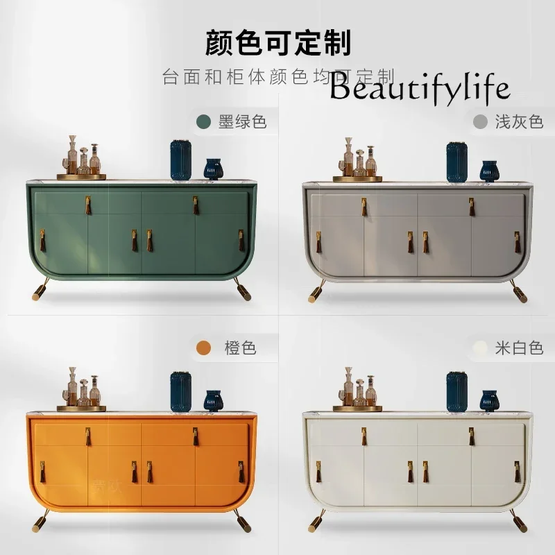 A Light Luxury Dining Side Cabinet Storage Italian Postmodern Villa Large Flat Floor Marble Advanced Entrance Shoe Cabinet