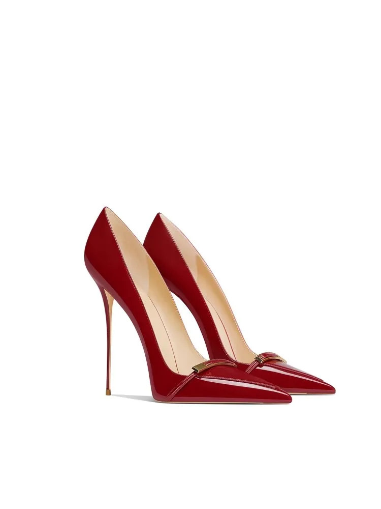 

Stiletto heels spring new pointed toe shallow patent leather simple OL work shoes banquet large size small size women's shoes