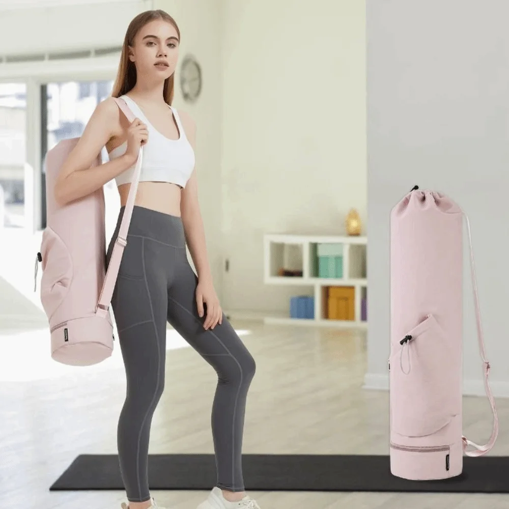 حقيبة بساط اليوجا ذات سعة كبيرة، أشرطة كتف قابلة للتعديل، حقيبة رياضية قابلة للتنفس، حقيبة تخزين للتمرين باللون الأسود المحمولة #3