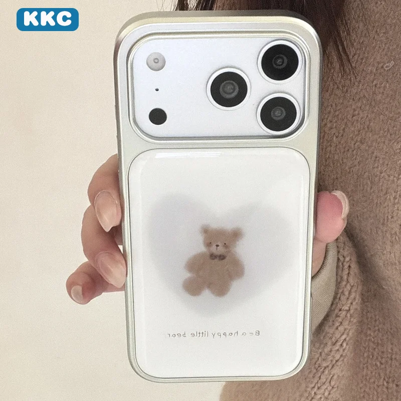 Koreanische Niedliche Blended Love Bear Illustration Epoxy Anti-Sturz Handyhülle für iPhone XR/11/12/13/14/15/16/17 ProMax