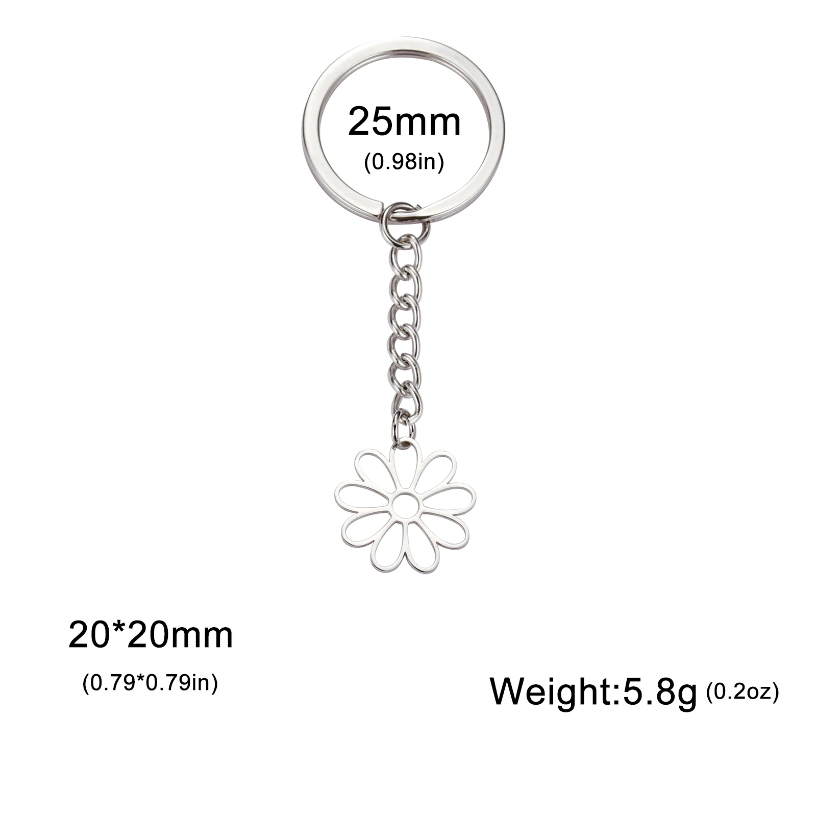 Kkjoy Fashion Stainless Steel Hollow Solid Nine petal Flower Pendant Keychain For Women Couple Birthday Jewelry Gift For Girl