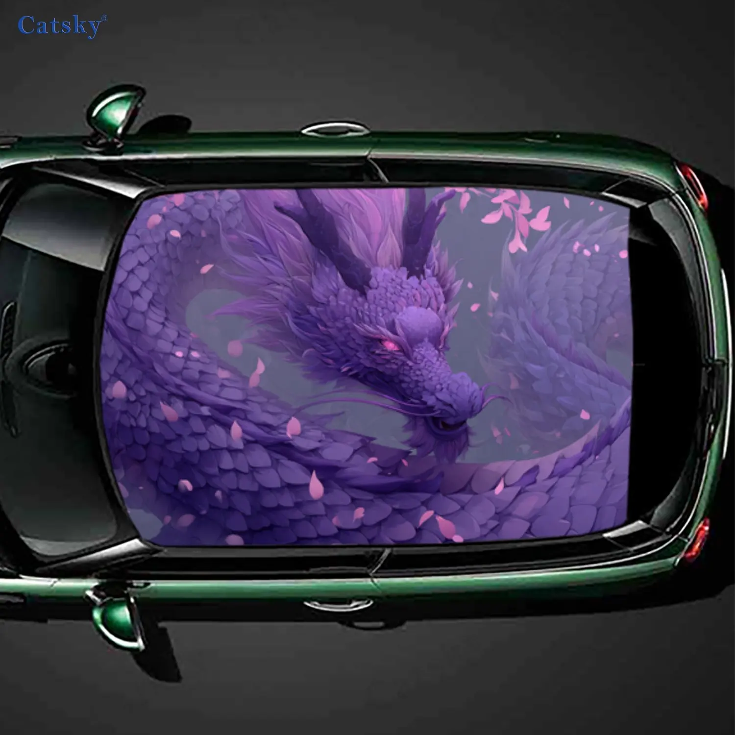 

Purple Dragon Fantasy Adventure Car Roof Sticker, PVC Self-Adhesive Waterproof Car Vinyl Decal, Car Decoration Protection Sticke