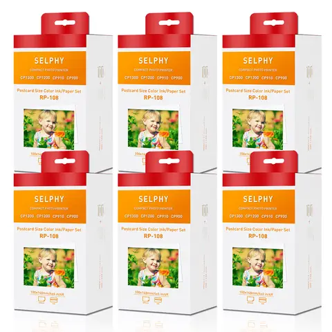 Compatible Canon KP-108IN 3 Color Ink 180 Sublimation Photo Paper 4*6" (100*148mm) for Canon Selphy CP1300 CP1200 CP900 Printer