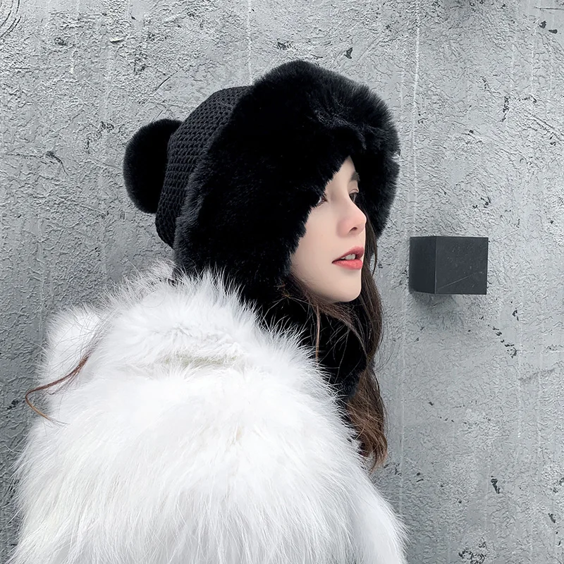 

Теплая зимняя вязаная шапка для женщин и девочек, милая шапка-ушанка, корейский стиль, унисекс, эластичный мягкий материал, праздничные подарки, мода