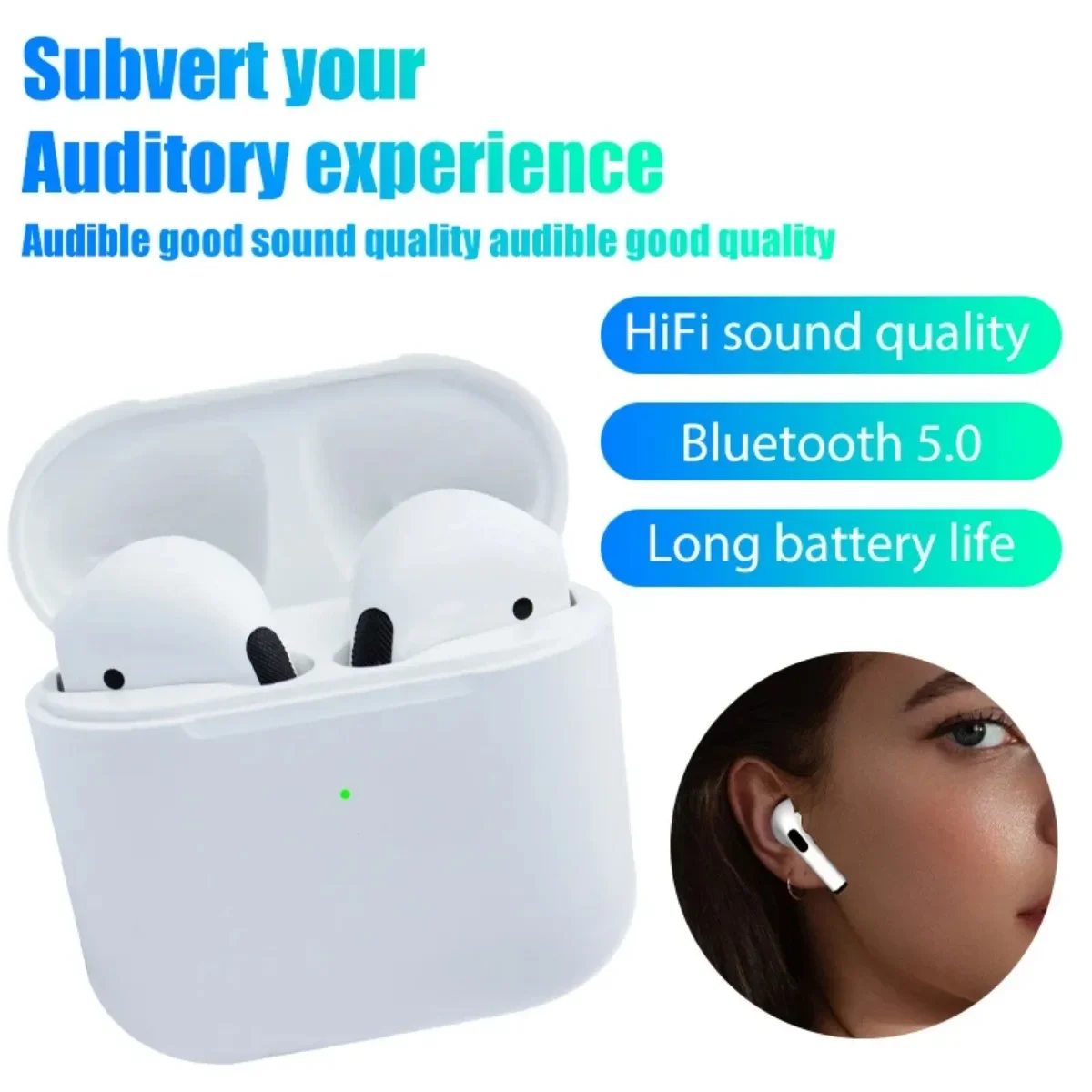 Pro4 TWS سماعات بلوتوث 9D سماعات ستيريو لاسلكية InEar HiFi سماعات أذن حر اليدين مع ميكروفون