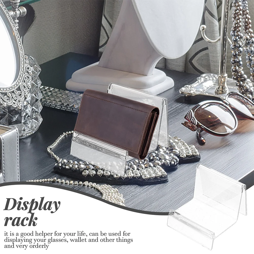 10 Pcs Transparent Material Business Cards Holder Wallet Display Rack Desktop Cards Stand Plastic Showing Stand for Office