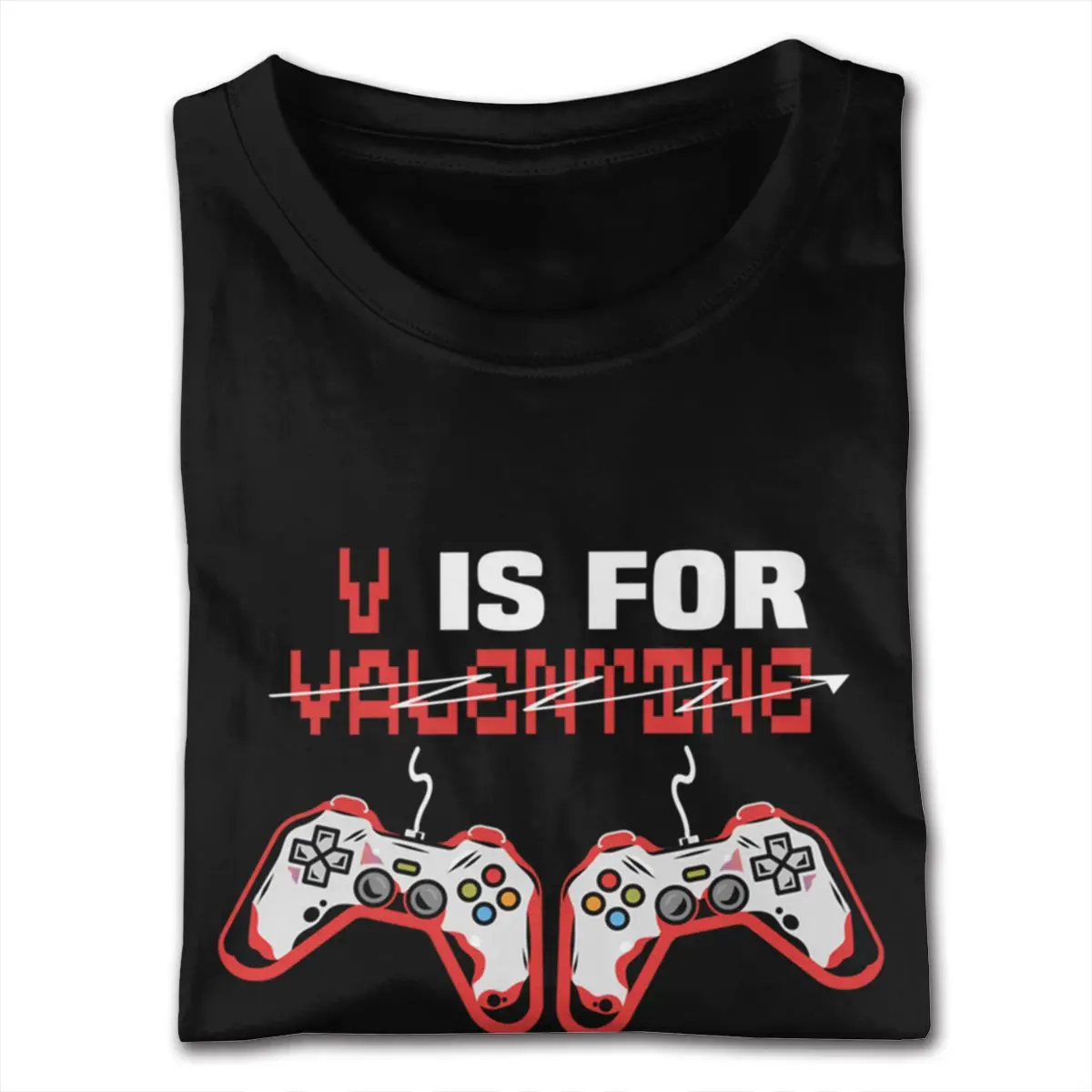 Short Sleeves Round Neck Pre-Cotton Cute Valentine'S Day V Is For Video Games Valentin Tee-Shirts Reasonal Price Dad S Tee Shirt