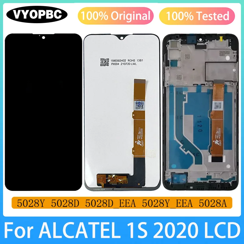 Dla ALCATEL 1S 2020 oryginalny wyświetlacz LCD z ramką Panel Digitizer zgromadzenie naprawa części zamienne 5028Y 5028D 5028A ekran