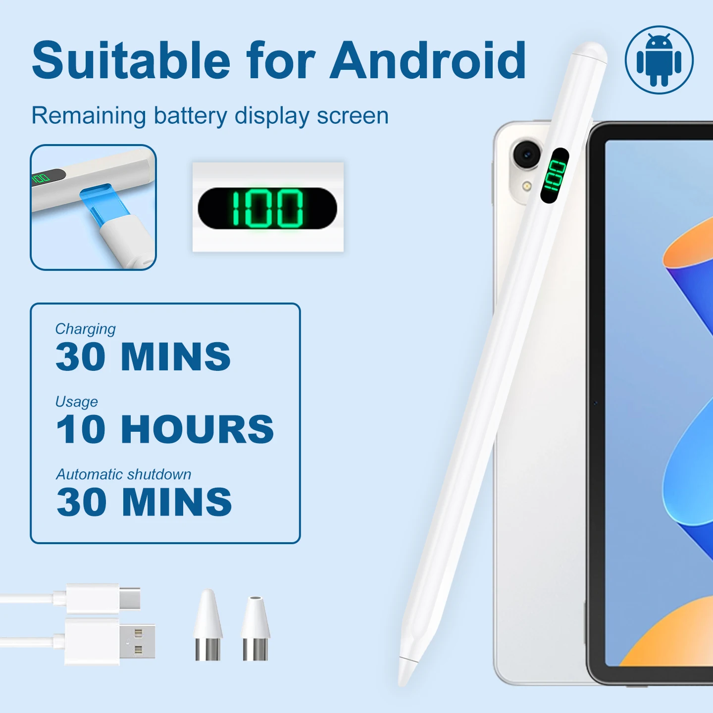 

Universal Magnetic Stylus for All Android Tablets & Phones, Fast Charging Long Battery, Tilt Recognition, High Precision Glide