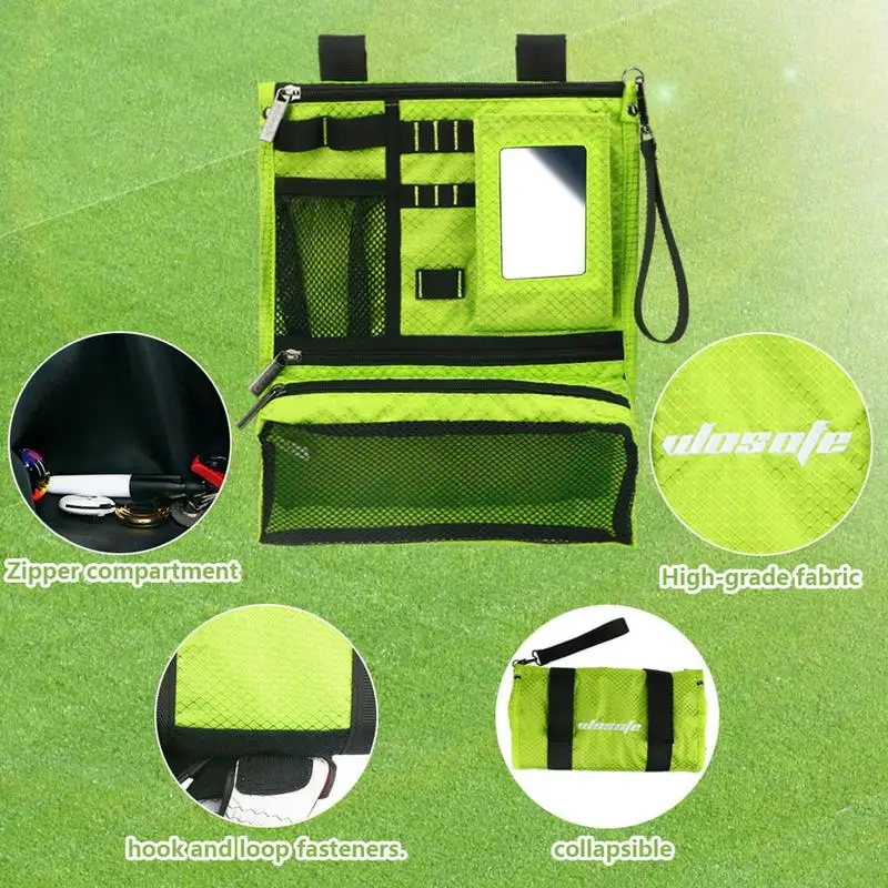 Golf Valuables Pouch Mini Golf Tee Pouch Bag Zippered Valuables Bag Foldable Storage Bag Durable Multifunctional Golf Pocket For