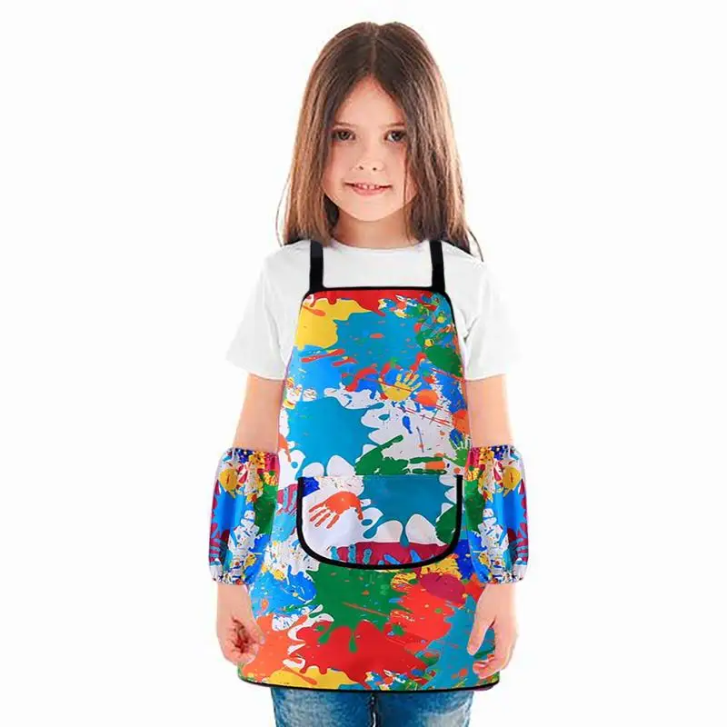 Children\'s Art Apron Multi-purpose Waterproof Painting Apron With 2 Sleeves And Pocket Suitable For Painting, Baking And DIY