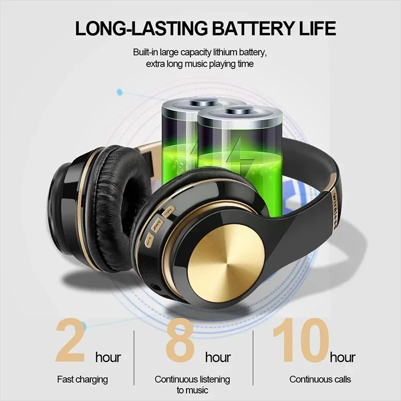 Bluetooth 5.0 Wireless Headphones – Stereo Headband Headset with Built-In Microphone, SD Card Support for Xiaomi, iPhone, Samsung, Tablet & Students 4