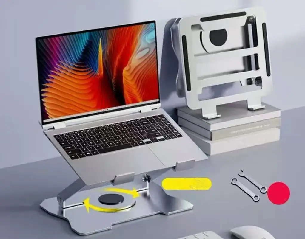 Soporte Ajustable Giratorio de 360° de Aleación de Aluminio para Laptop, Compatible con Macbook Air Pro, Plegable, Soporte para Notebook, Accesorio de Escritorio
