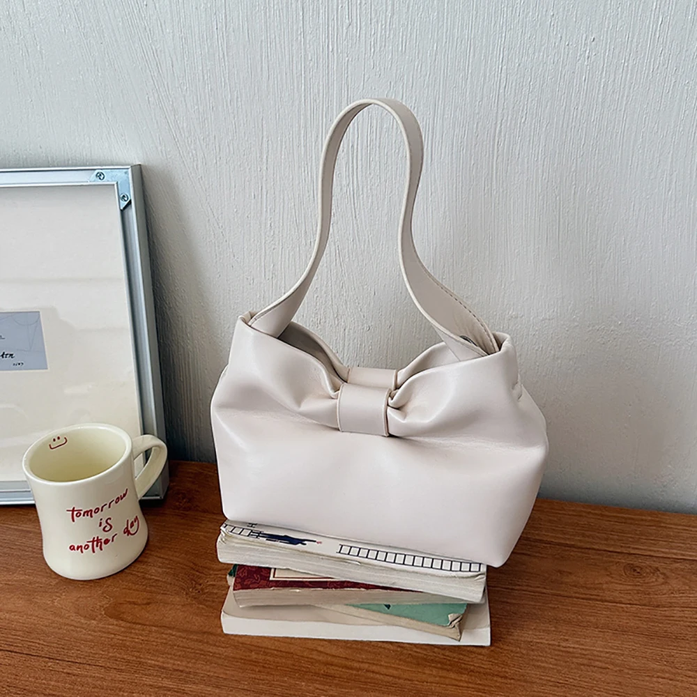

Women's Summer Big Bow One Shoulder Bag Casual Solid Color Soft Buckle Underarm Handbags Daily Commuter Dating Crossbody Bags