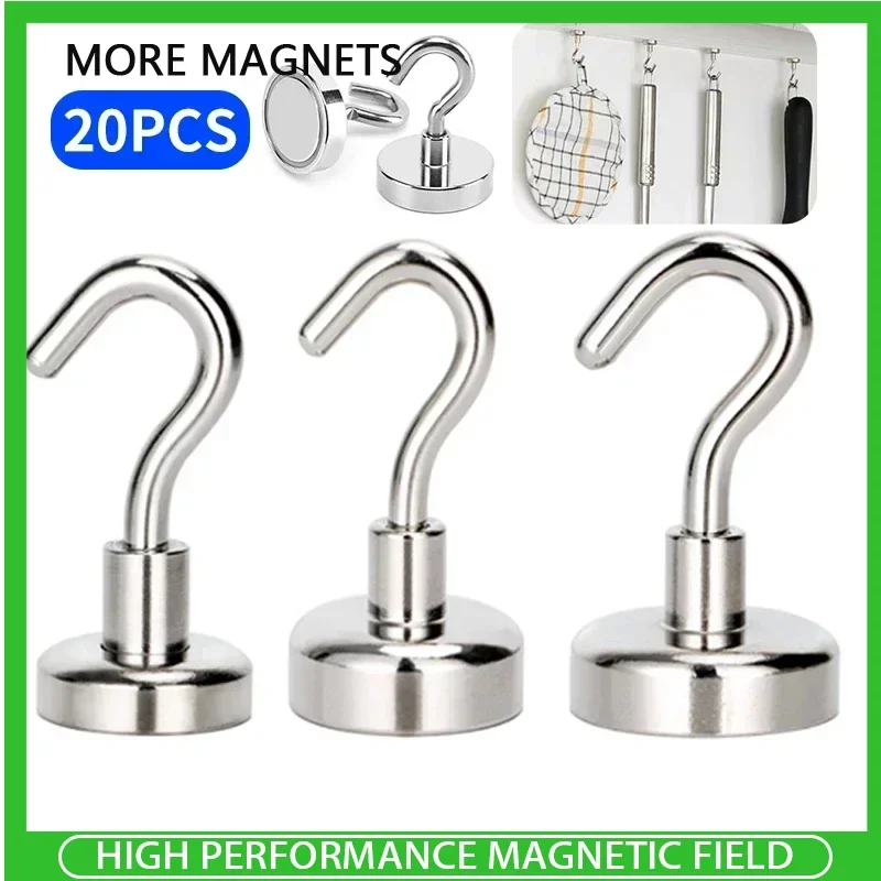 

Magnetic Hook Neodymium Magnet Hooks Heavy Duty Wall Hooks Home Kitchen Bar Storage Organization for Hanger Key Strong Magnet