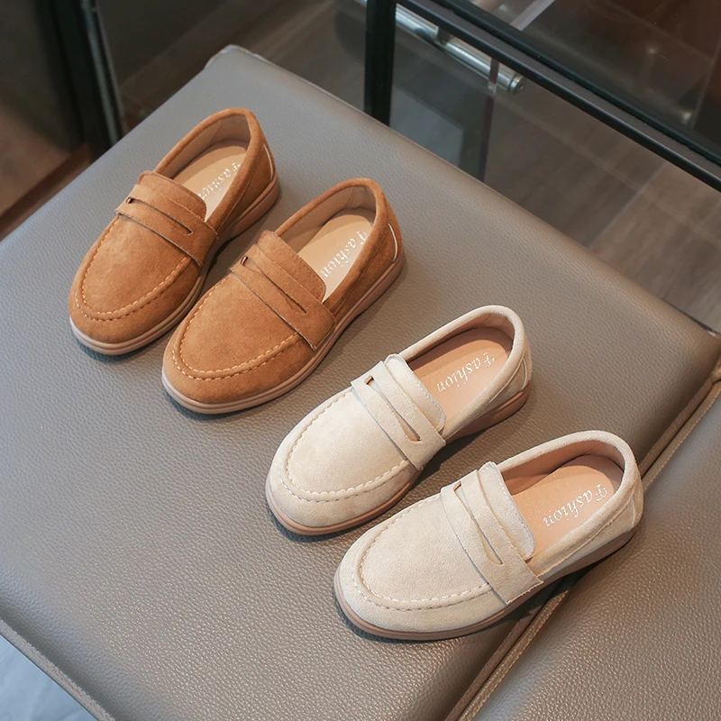 Autumn Boys Girl's Loafers Slip-on British Style Chic Kid's Flat Shoe Solid Colors Anti-slip Daily All-match Children Shoes