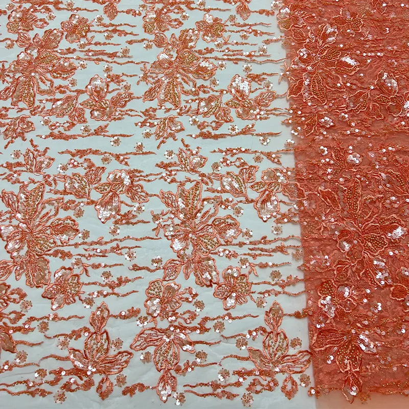 Mesh Bead Pattern Bubble Sequin Embroidery Fabric for Wedding Dress Clothing Design Diy Cloth By The Yard Sewing Material