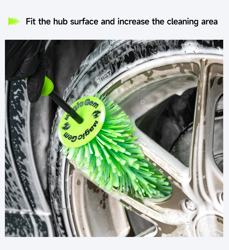 Magic Ge Autowaschbürste, Plüsch Premium Felgenbürste mit Rutschfestem Griff, Einfache Reinigung von Felgen, Speichen und Radnaben, Auto-Detailing – Detail 4