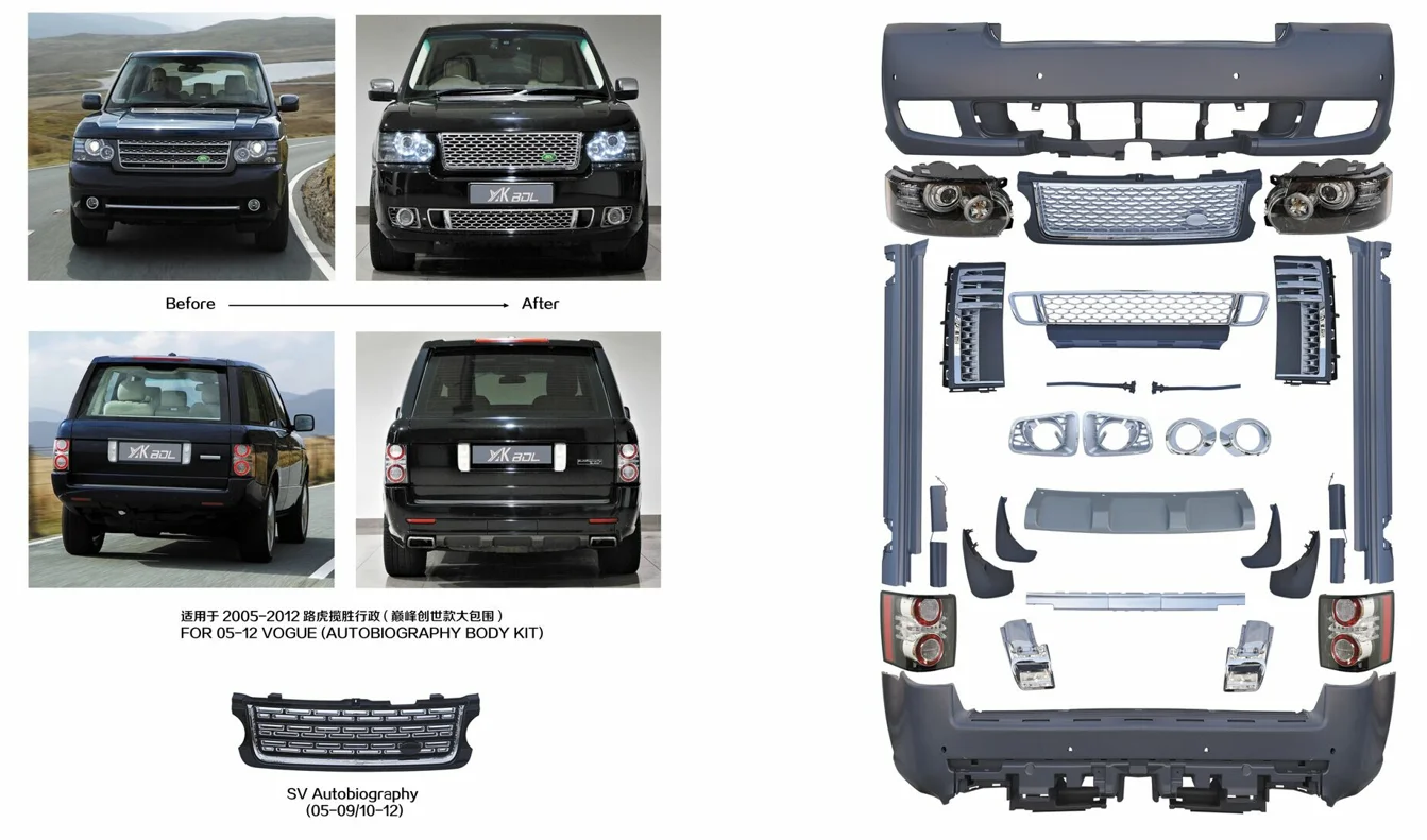 مجموعة هيكل L322 PP لتحويل تجميل لـ 2010 2011 2012 RR مجموعة كاملة من ترقية السيرة الذاتية #5