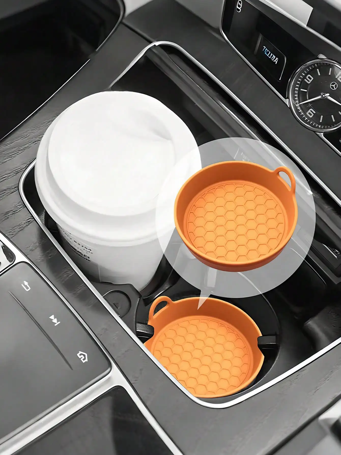 2Pcs Silicone Car Coasters - Non-Slip Heat-Resistant Design for Car Durable Eco-Friendly Spill-Proof Fits Most Cup Holders