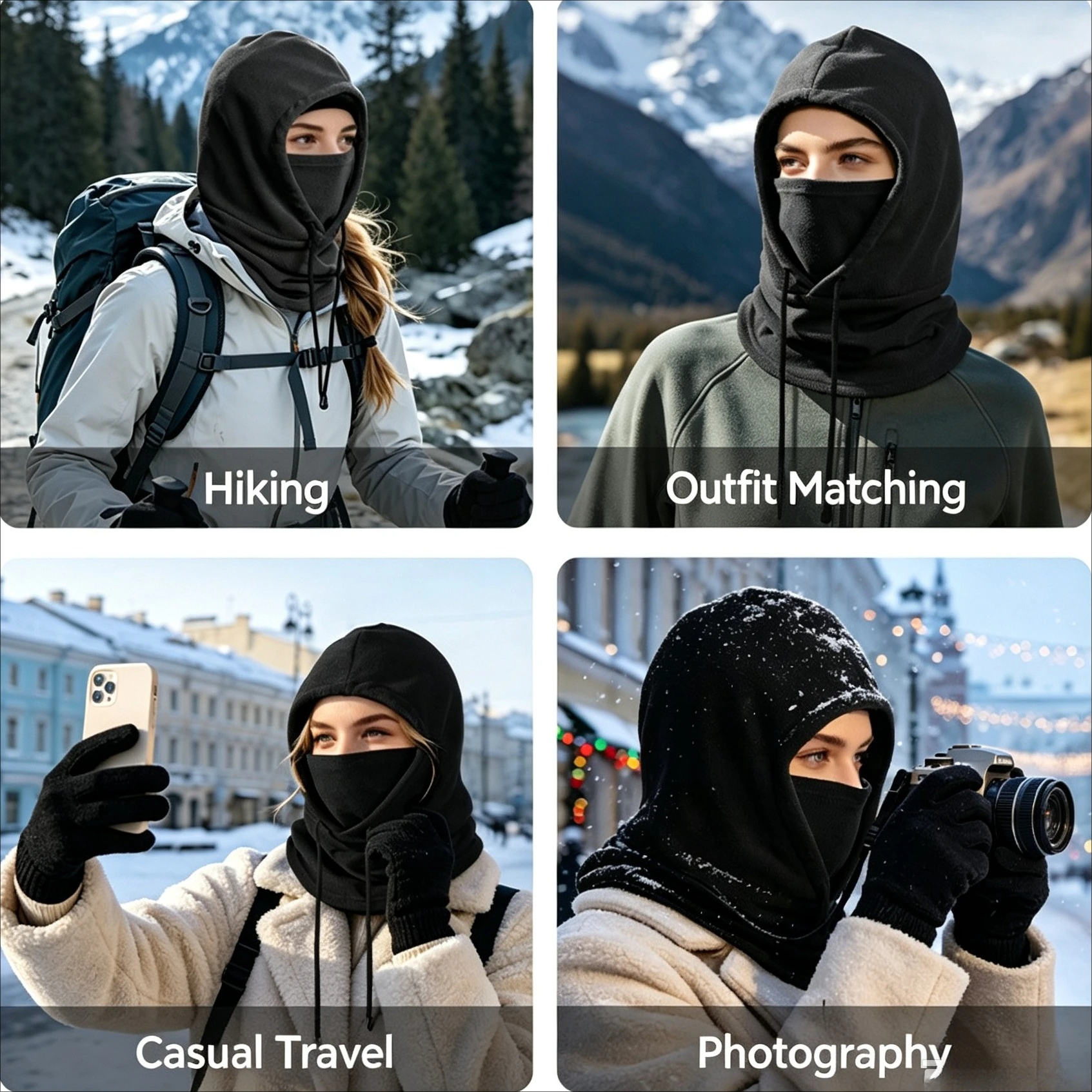 Winter Windproof Hat Men's Women's Skiing Face Mask Neck Cover Integrated Hat Outdoor Sports Cold Proof Warm Head Cover Hat
