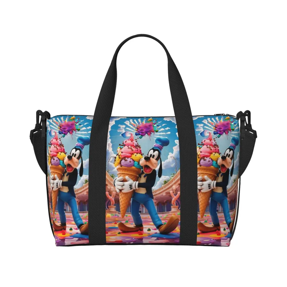 

Пляжная большая сумка Goofy на заказ для женщин, забавные мультяшные пляжные дорожные сумки с большим отделением для спортзала