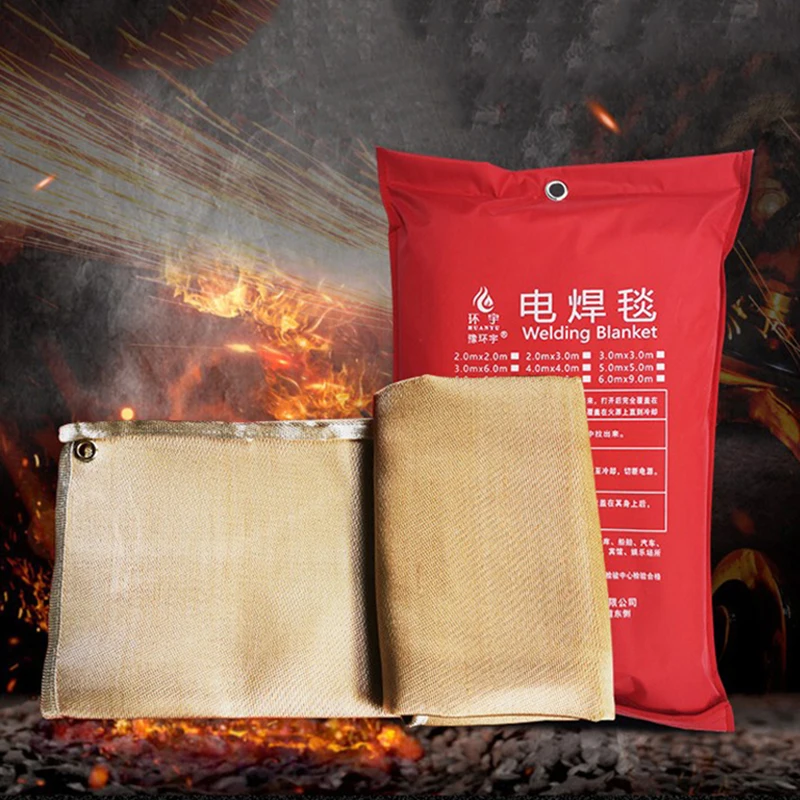 Fiberglass Welding Blanket Fireproof Blanket Weld Shield Grommets Heavy Duty Grill Cover Welding Curtain Fire Retardant Ma