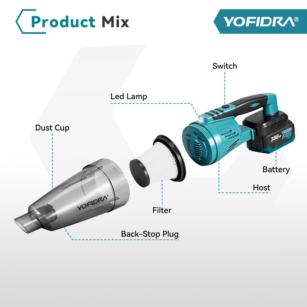 YOFIDRA 2 in 1 電動コードレス掃除機 ポータブル充電式 家庭用掃除機