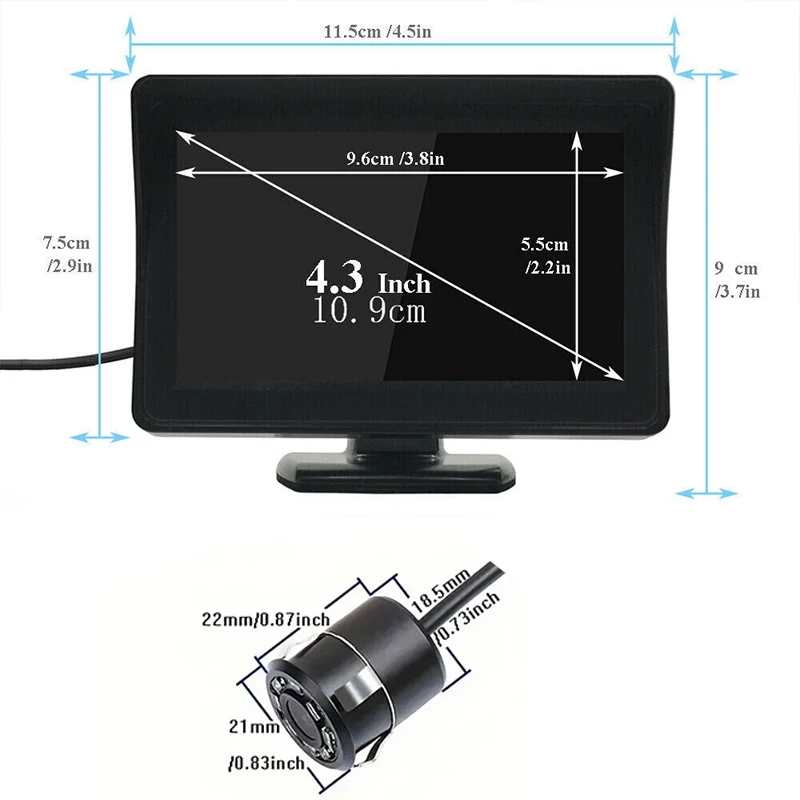High-Definition 4.3-inch HD Display Universal Car Monitor Camera - Easy to Install, Fit for Pickups, Minivans, Lorries