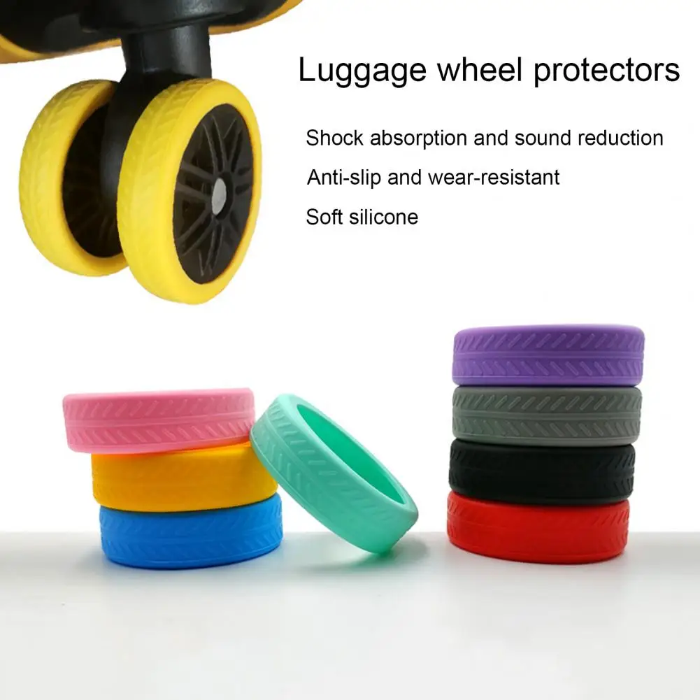 Drag Reduction Wheels Covers Suitcase Accessories Silicone Luggage Wheel Covers for Noise Reduction 12pcs 8pcs