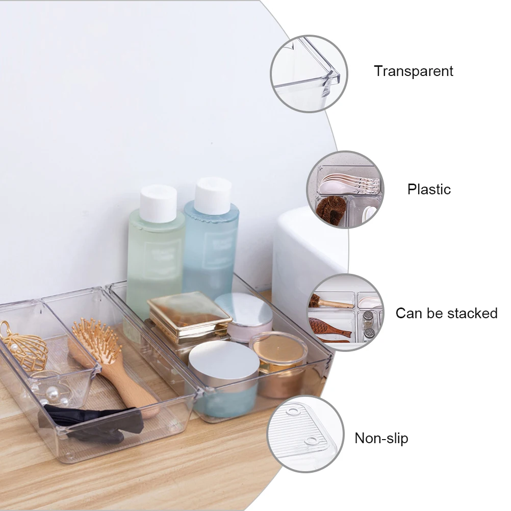 

Jewelry Storage Box Desk ganizer Transparent Case Silverware Boxes Plastic Material Multifunctional Stackable Living Room