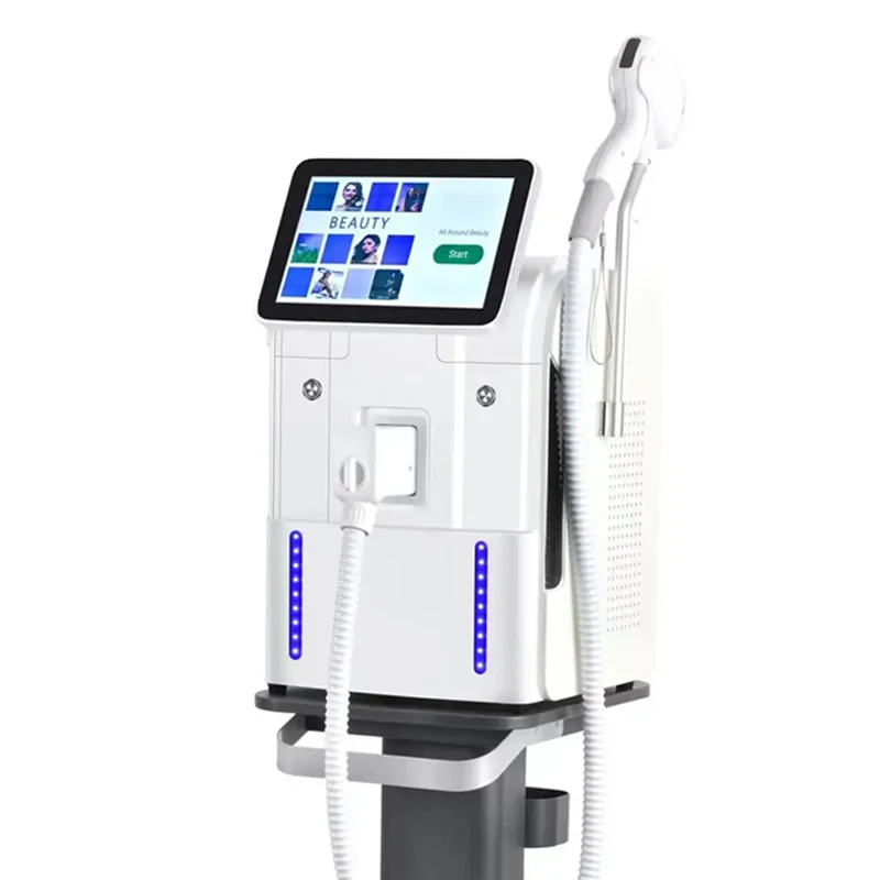 

Professional Diode Laser SHR Hair Removal Machine Ice Cooling Painless Permanent Depilation 755 808 1064 Triple Wavelength