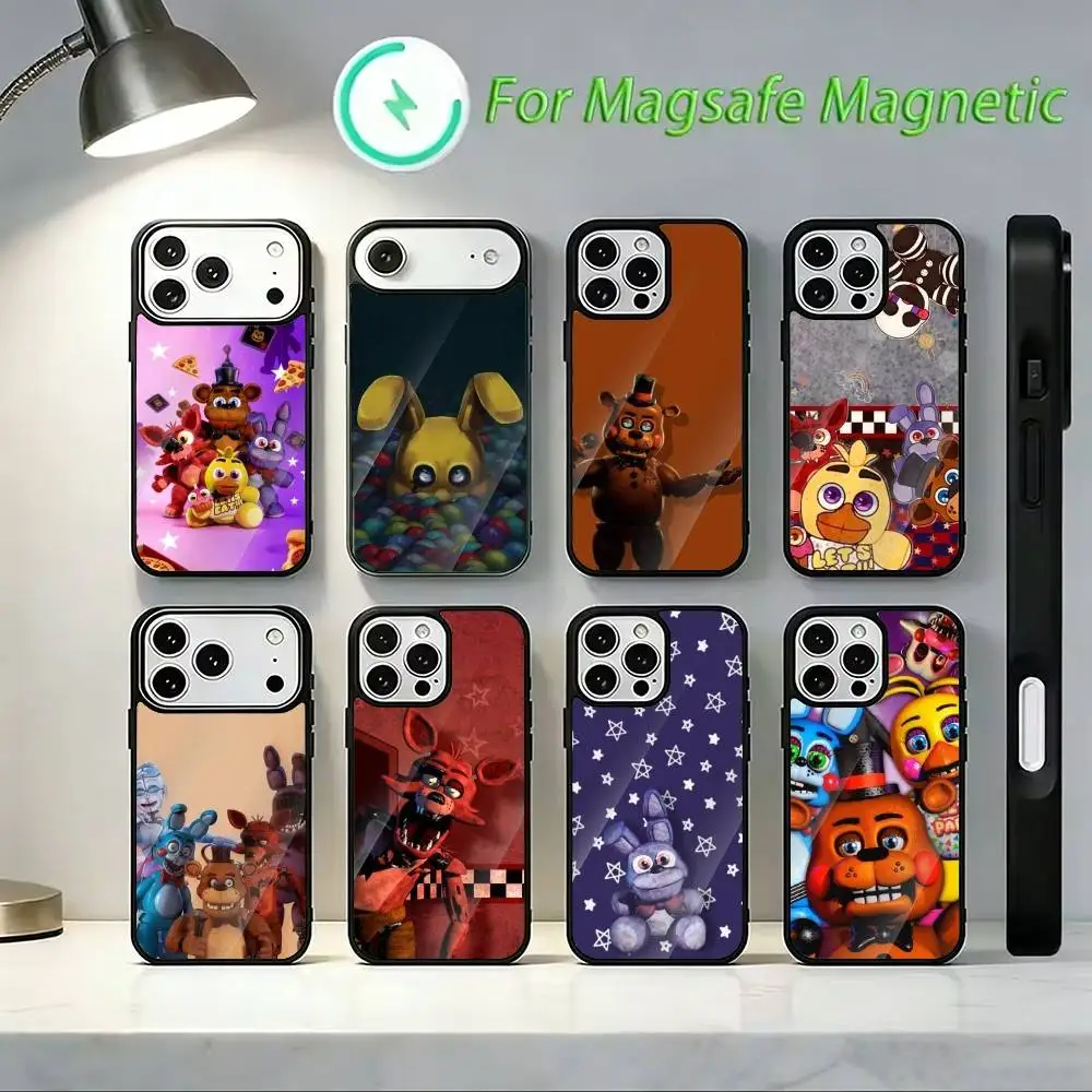 F-Fnaf Five-nights-At-F-Freddys Phone Case For iPhone 17 16 15 14 13 12 Pro Max Plus for Mirror Wireless Magnetic Cover