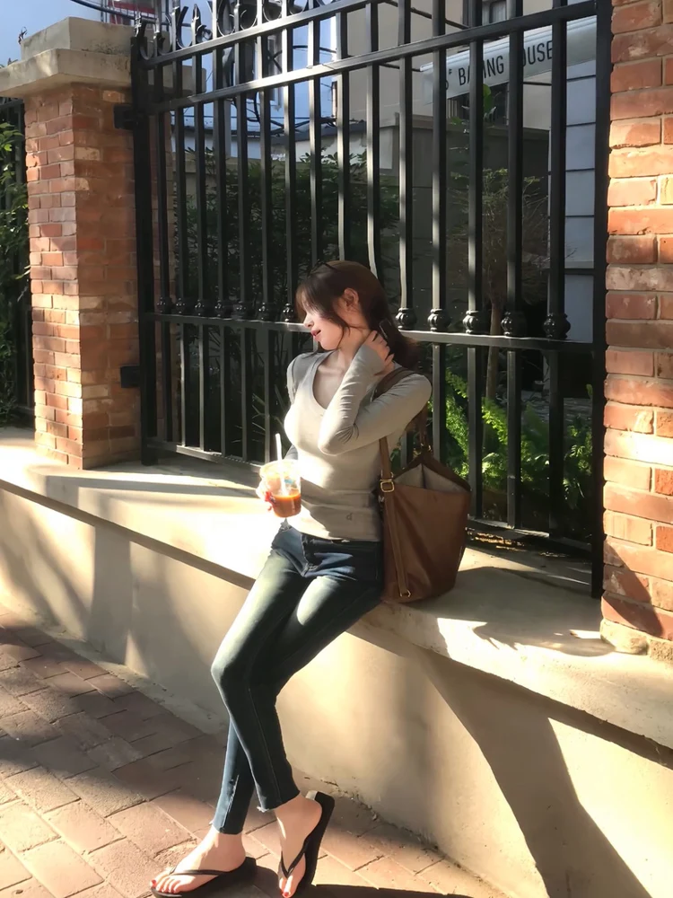 

Ретро джинсы с высокой талией, утягивающие, облегающие, из хлопка, стрейч, длиной 7/8, женские, осенние, модные