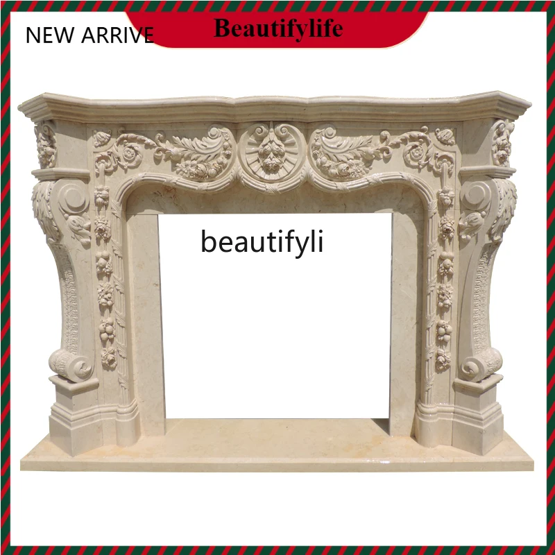 

KK32 Marble European stone carving mantel French living room marble stone fireplace TV cabinet