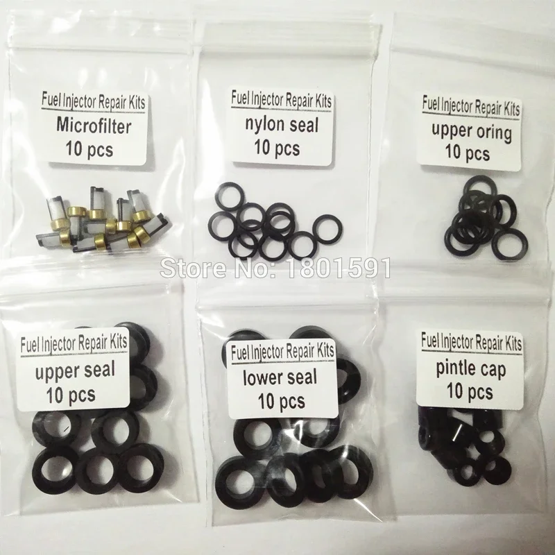 10sets wholesale  fuel injection repair kit filter fkm rubber orings seal pintle cap for toyota lexus subaru car ( AY-RK114)