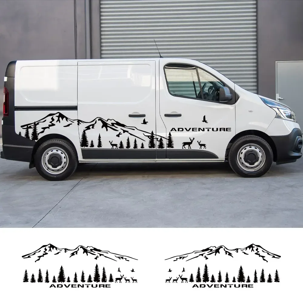 

Боковые наклейки на дверь автомобиля для Renault Trafic 2 3 MK3 MK2 MK1, аксессуары для тюнинга, кемпер, фургон, горная графика, виниловая пленка, наклейки