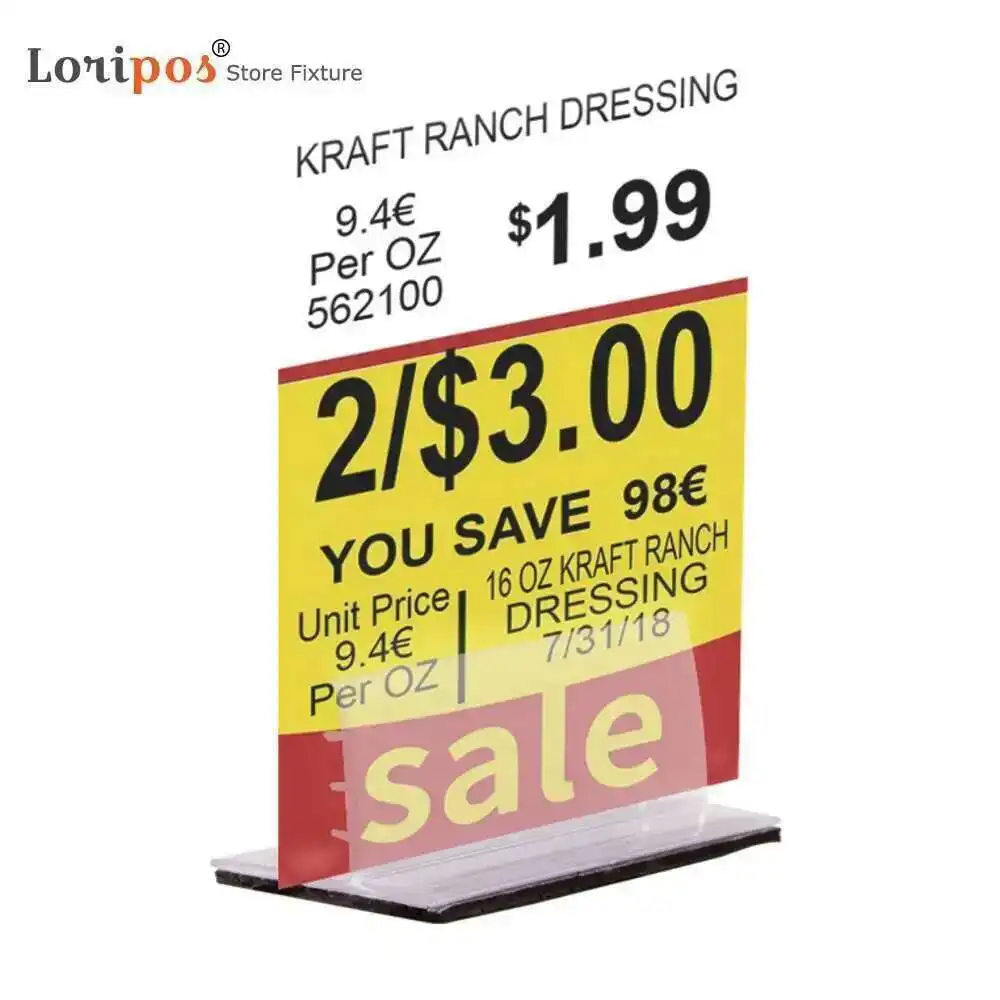 Clip per cartello Talker per scaffale del supermercato Morsetto per porta etichette con impugnatura in PVC morbido Morsetto per cartellino del prezzo Display a scatto sulla striscia dati Clip per fogli di schede Kt