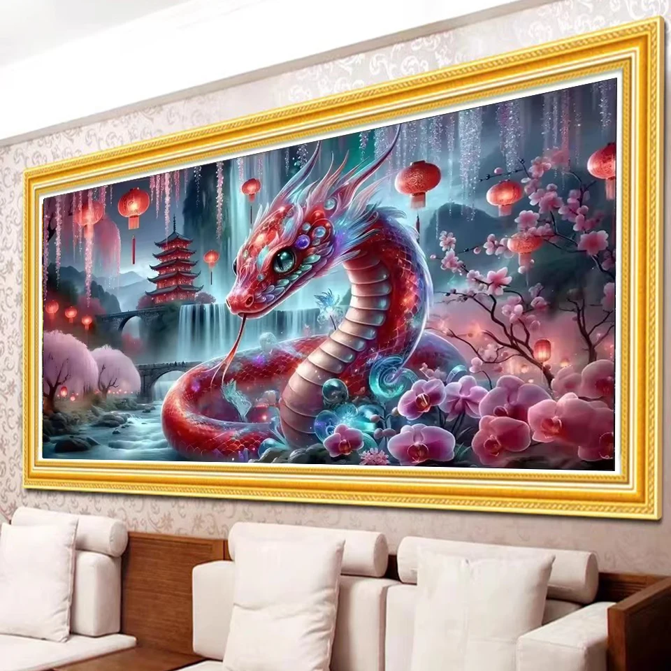 

Яркий красивый пейзаж и красный дух змея 5D DIY алмазная живопись ювелирные изделия наборы крестиков Алмазная художественная мозаика Настенный декор