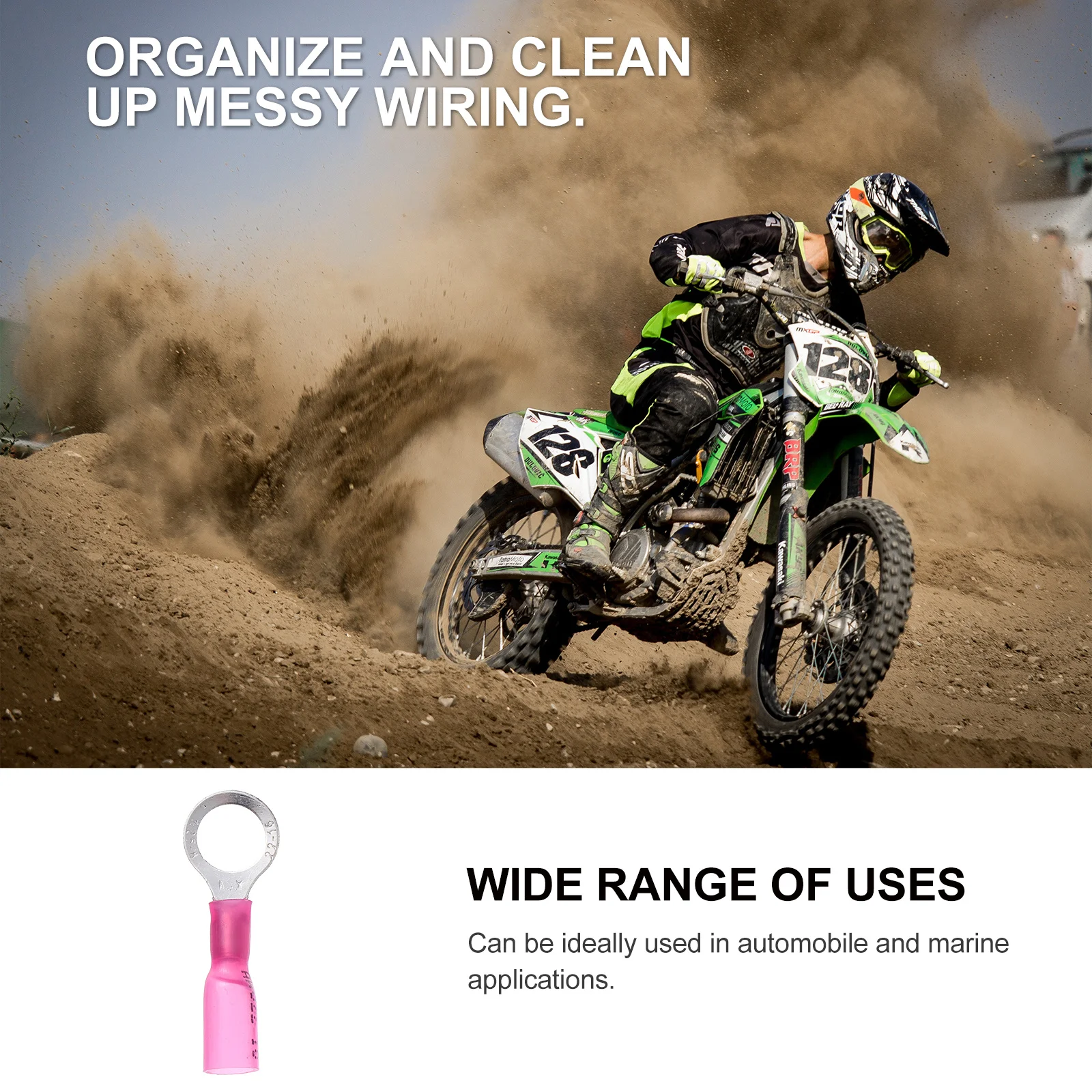 

50Pcs Heat Shrink Terminal Insulated Wire Connector Strong Crimp Sealant Lining Waterproof Flame Retardant for Automotive and