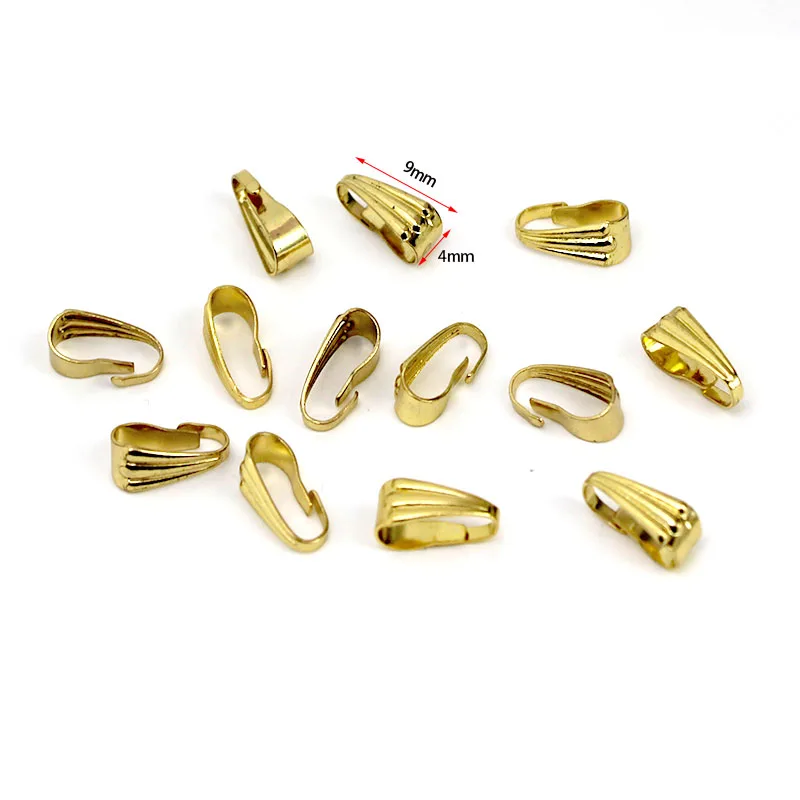 50pcs/Lot Stainless Steel Pendant Pinch Bail Clasps Melon Seeds Clasp For Necklace Hooks Clips Connector DIY Jewelry Making