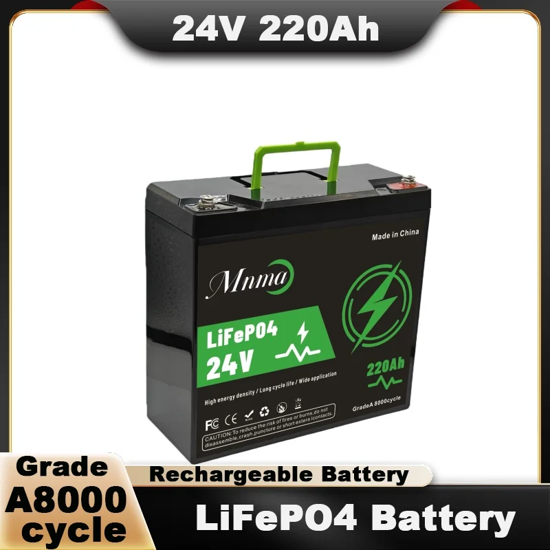 LiFePO4 Battery 24V 220Ah, 8000+ Cycle Life, Suitable for Solar Power Systems, RVs, Boats, Off-road Travel, and Fishing