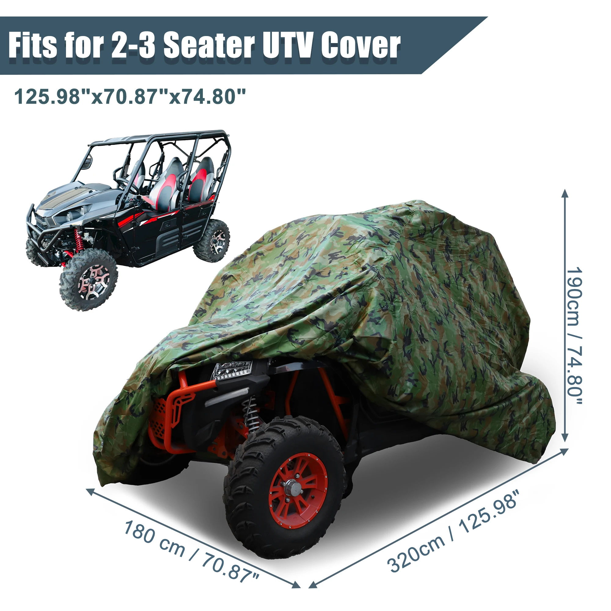 

UTV Cover 4 Wheel Full Waterproof Covers 2-3 Seater for Can Am Defender for Polaris for Pioneer for Kawasaki Mule Side by Side