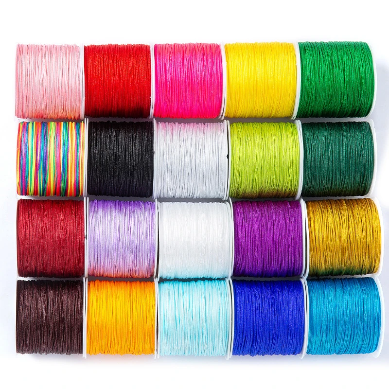 50M/Roll 0.8mm Jewelry Bead Thread Chinese Knot Macrame Cord DIY Bracelet Weaving Making Tassels Accessories