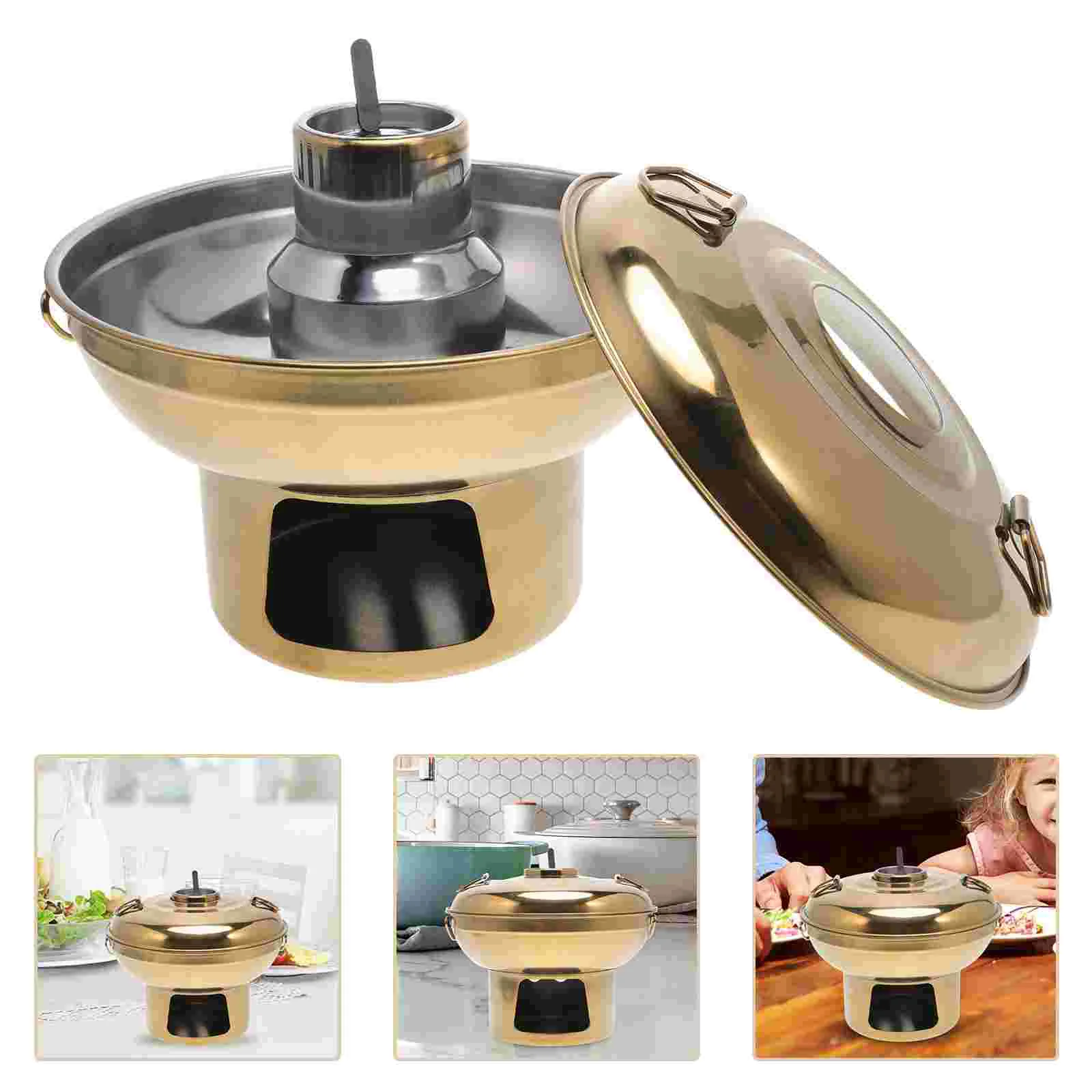 Stainless Steel Charcoal Hot Pot Portable Old Beijing Mutton for One Person with Side Stove (natural Color 20cm) Heavy